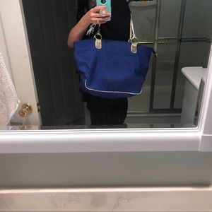 Blue and gold tote bag